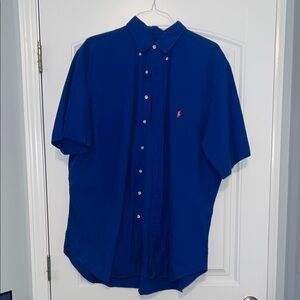 Ralph Lauren Blue Casual Button Down Shirt with Iconic Logo